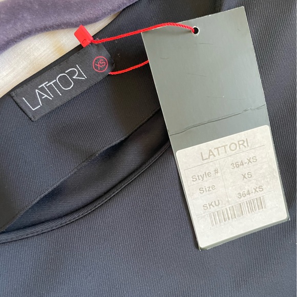 Chic Black and Silver Metallic Midi Dress purple accent and belt size XS NEW - Picture 6 of 11